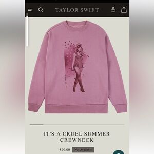 It’s A Cruel Summer Crewneck. Official Taylor Swift merch.